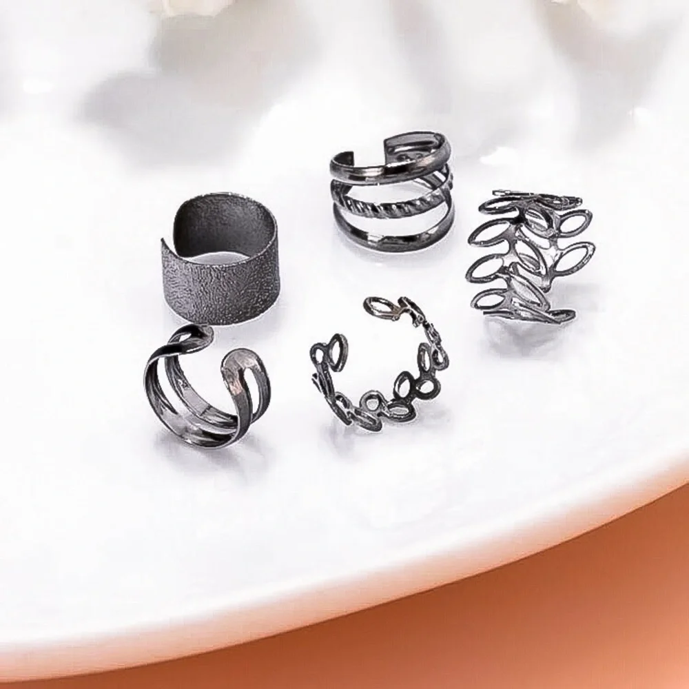 ⚜️[𝟯/$𝟭𝟴]⚜️5 Gun Color Floral Cuff Earrings Set NEW - Picture 5 of 11